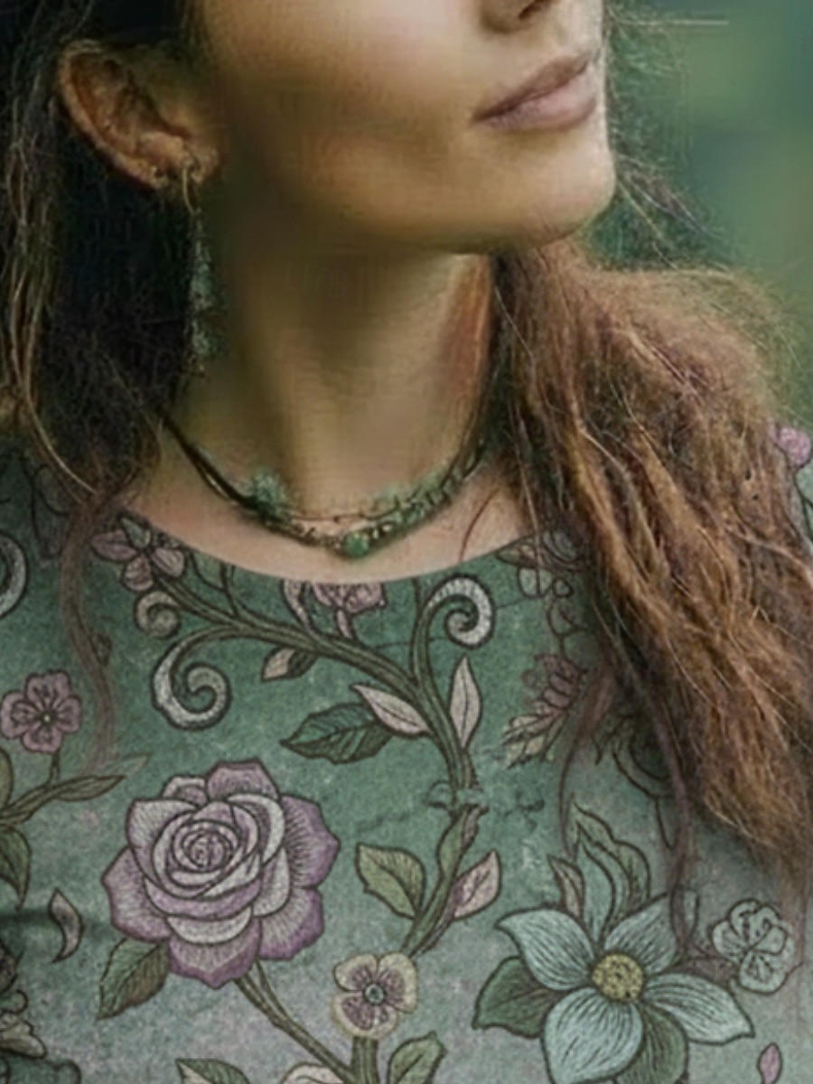 Damen Boho-Hemd T Shirt Druck Blumen Grafik Bohemien Vintage Lässig Langarm Rundhalsausschnitt Normale Oberteile Täglich Wochenende Urlaubskleidung Grün Sommer Frühling Herbst 2026 - $19.99 –P2