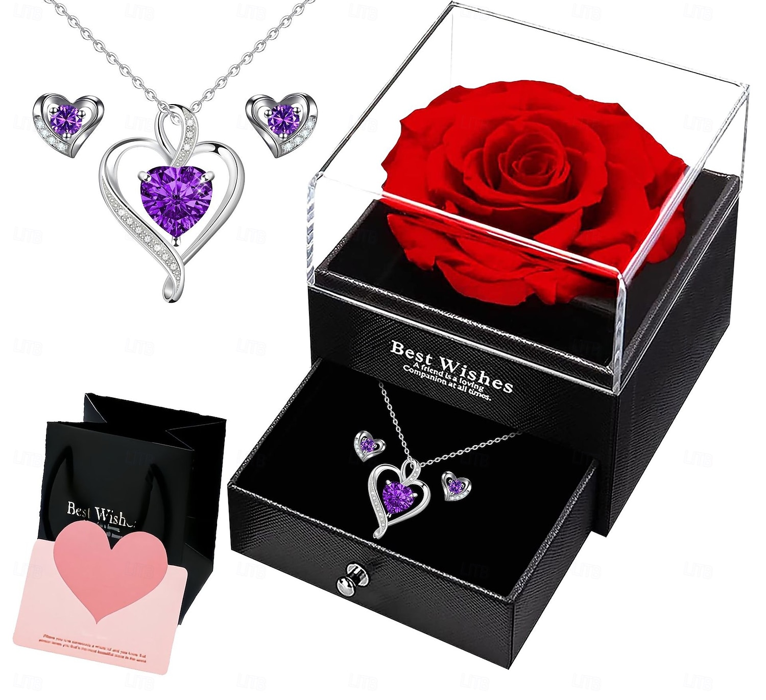 Preserved Flowers Gift for Mom from Son or Daughter, Incl 4 Rose and Heart Necklace, Ideal Gifts Birthday, Mother's Day, Valentine's Day, Christmas for Grandma for Her, Women, Wife 2026 - $19.49 –P10