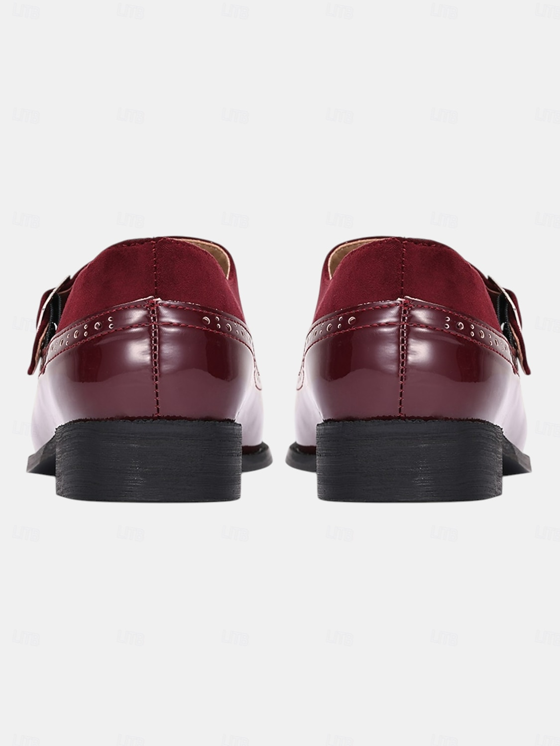 2026年 バックル付きメンズバーガンディパテントレザーモンクシューズ - フォーマルなイベントに最適なエレガントなプロムシューズ  コレクション – $54.99 –P3