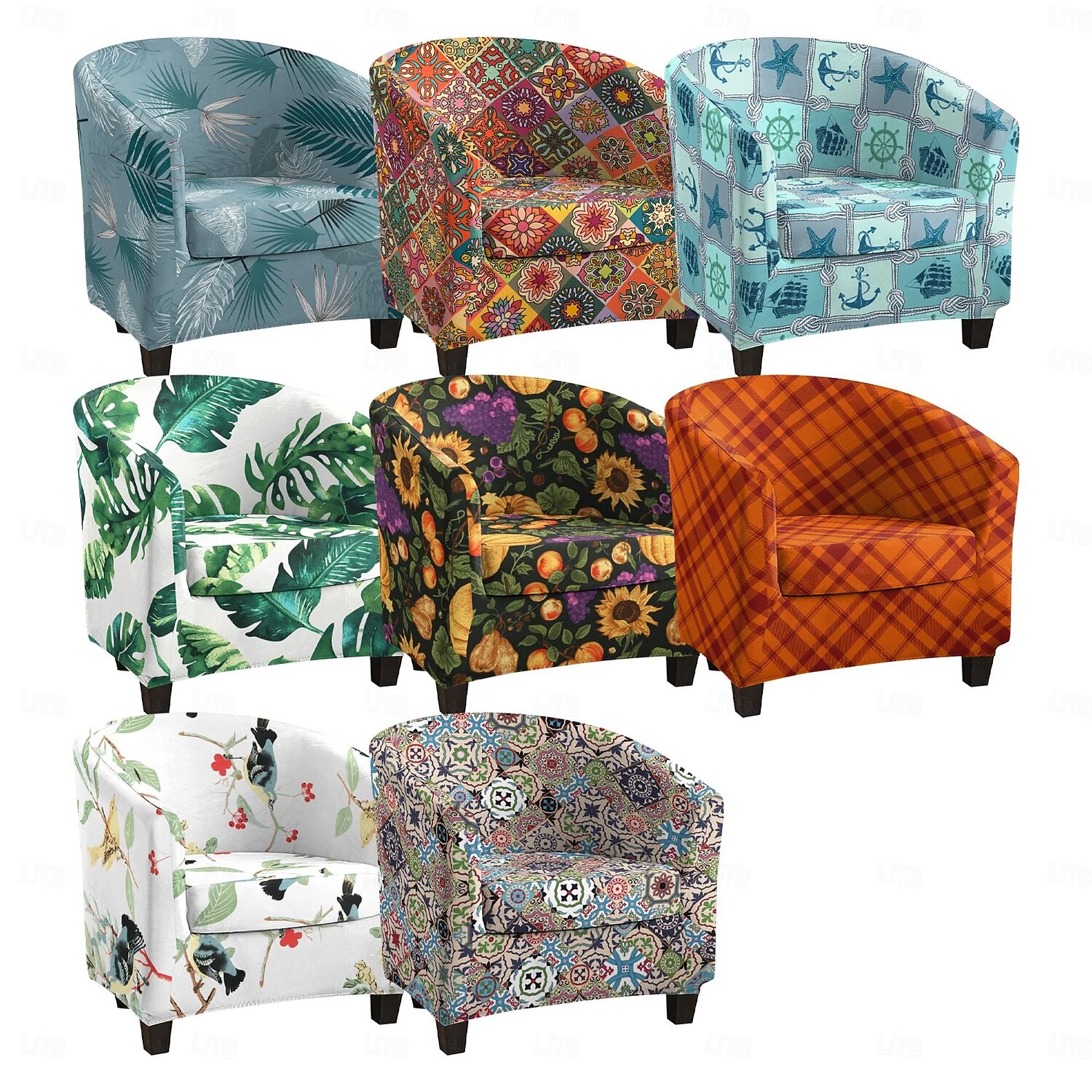 Club Chair Cover Striped Plants Geometric Printed Polyester Slipcover Stretch Armchair Protector for Living Room Home 2026 - $32.99 –P1