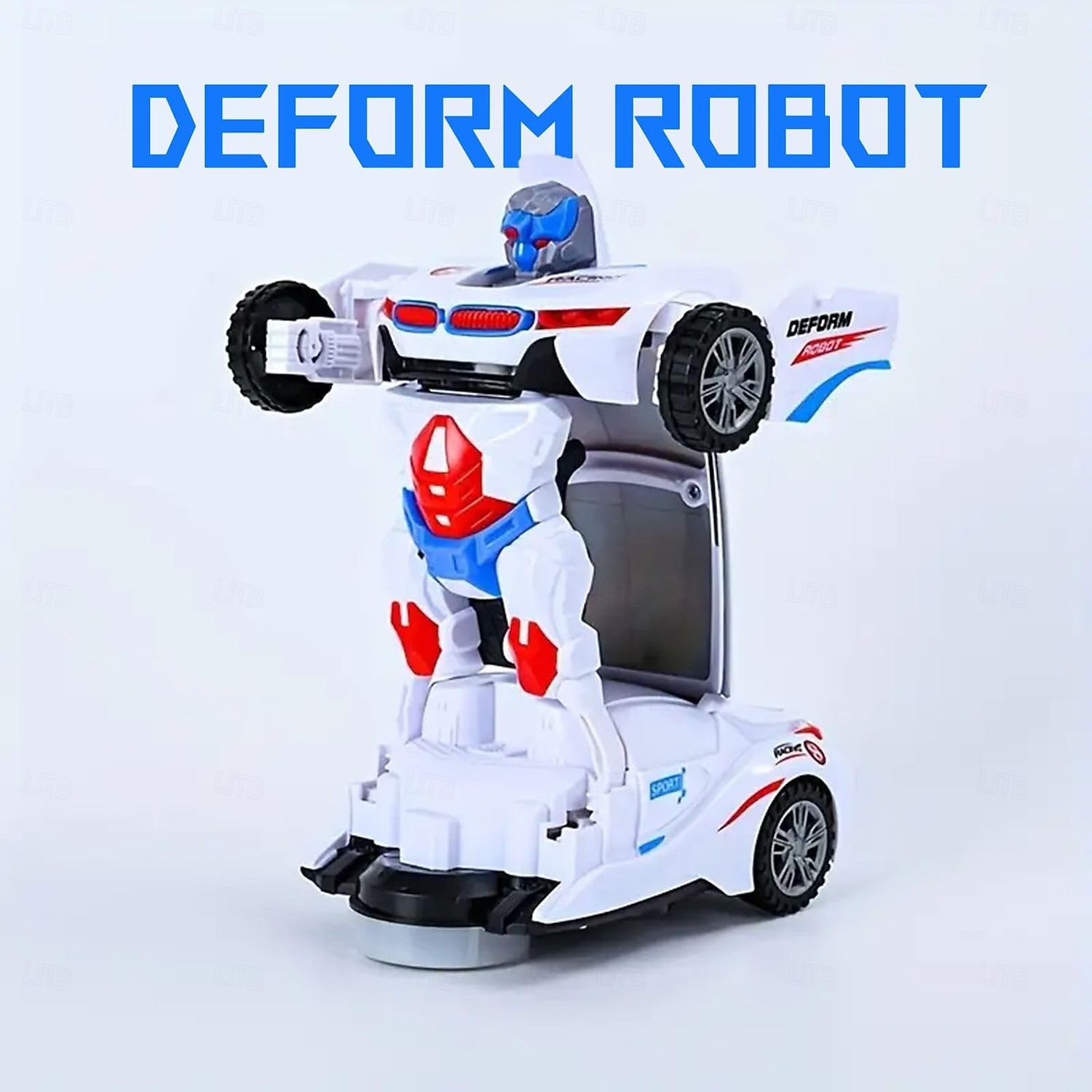 רובוט דפורמטיבי, מכונית ספורט, צעצוע עם רובוט להמרה ואורות, מכונית מופעלת על ידי סוללה לילדים, מוזיקה &בליטה &גו פונקציית ילדים, לבן 2026 - $26.99 –P6