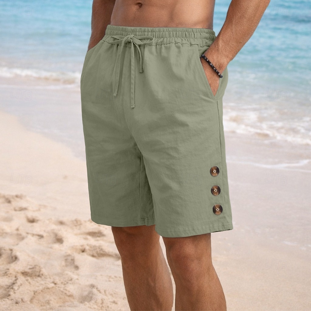 Bărbați Pantaloni Scurți Pantaloni scurți din in Pantaloni scurți de vară Pantaloni scurți de plajă Cordon Talie elastică Simplu Confort Respirabil Lungimea genunchiului Zilnic În aer liber Concediu 2026 - $21.99 –P17
