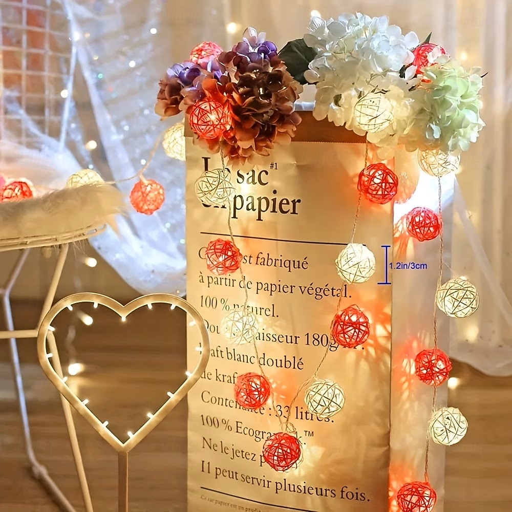 4 cm sfærisk flettet eventyrlyslenke 10/20LED batteridrevne innendørs fe-lamper er til jul, bryllup, valentinsdag, fest, hjem, hage, balkonger, verandaer og vindusutstillinger 2026 - $12.99 –P9