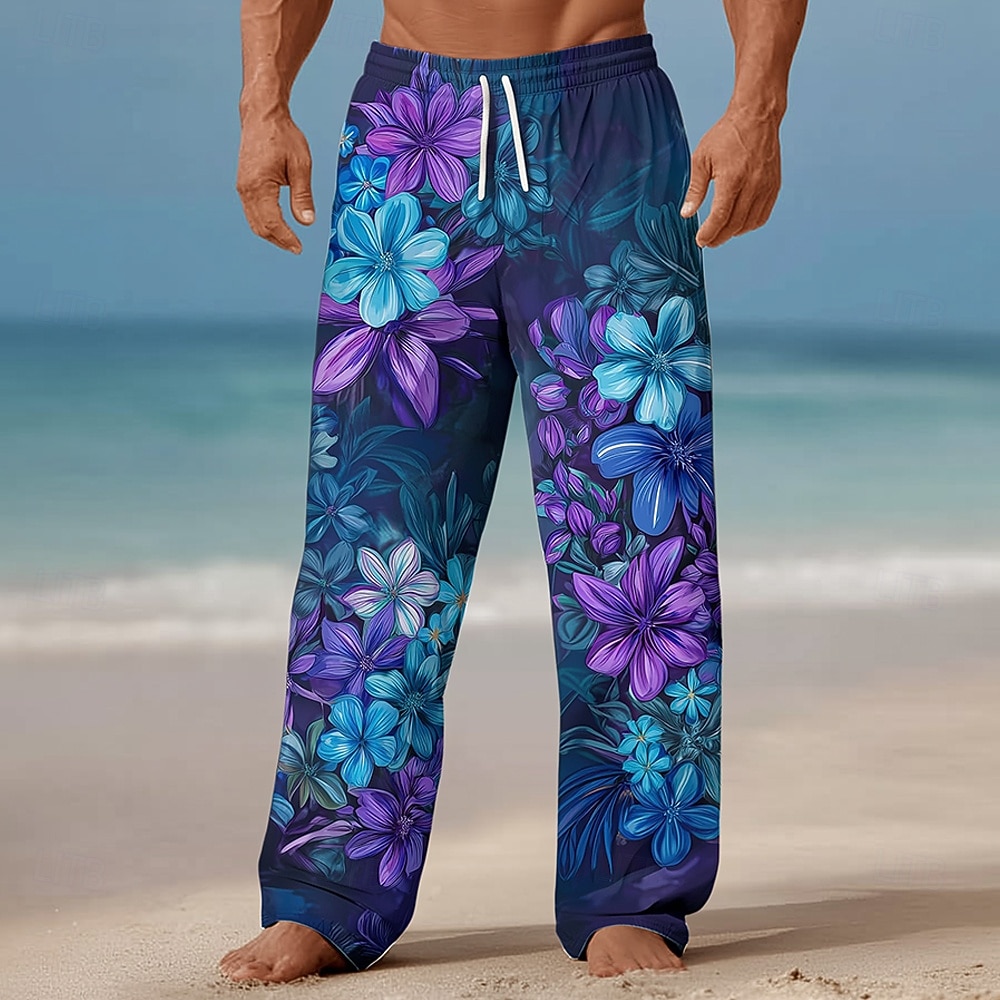Per uomo Stampa Floreale Fiori tropicali Pappagallo Pantaloni Pantaloni casual Pantaloni Larghi Misura del girovita medio Hawaiano All'aperto Vacanza Abbigliamento mare Coulisse elastica in vita del 2026 a $27.99 –P2
