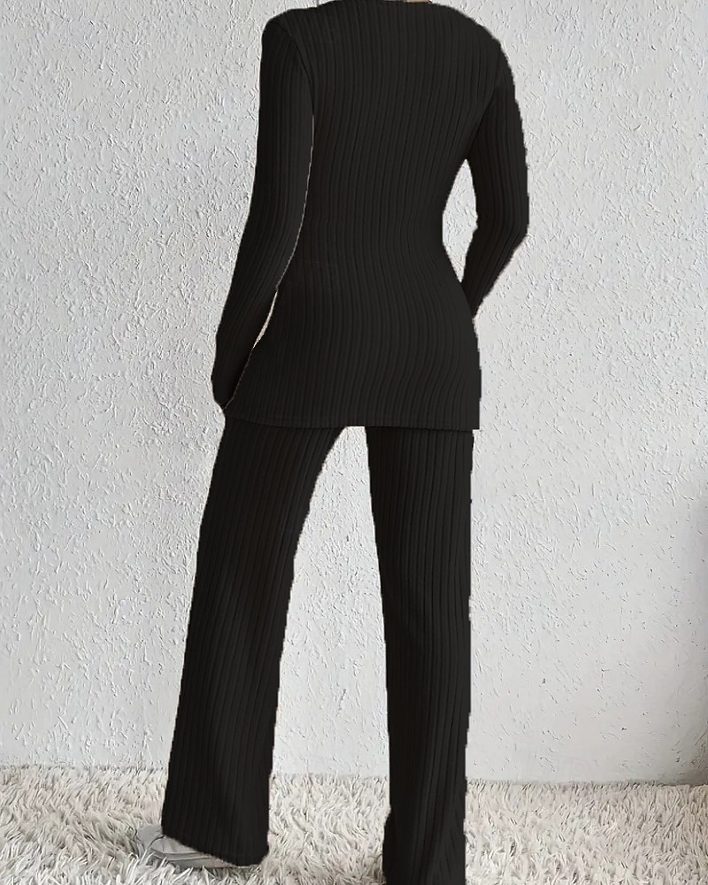 Mujer Blusa Conjuntos de pantalones parte superior del bolero Manga Larga Escote en Pico Color sólido Elegante Moda Ropa de calle Casual Diario Exterior Negro Caqui Azul claro Primavera Ajuste regular 2026 - $35.99 –P6