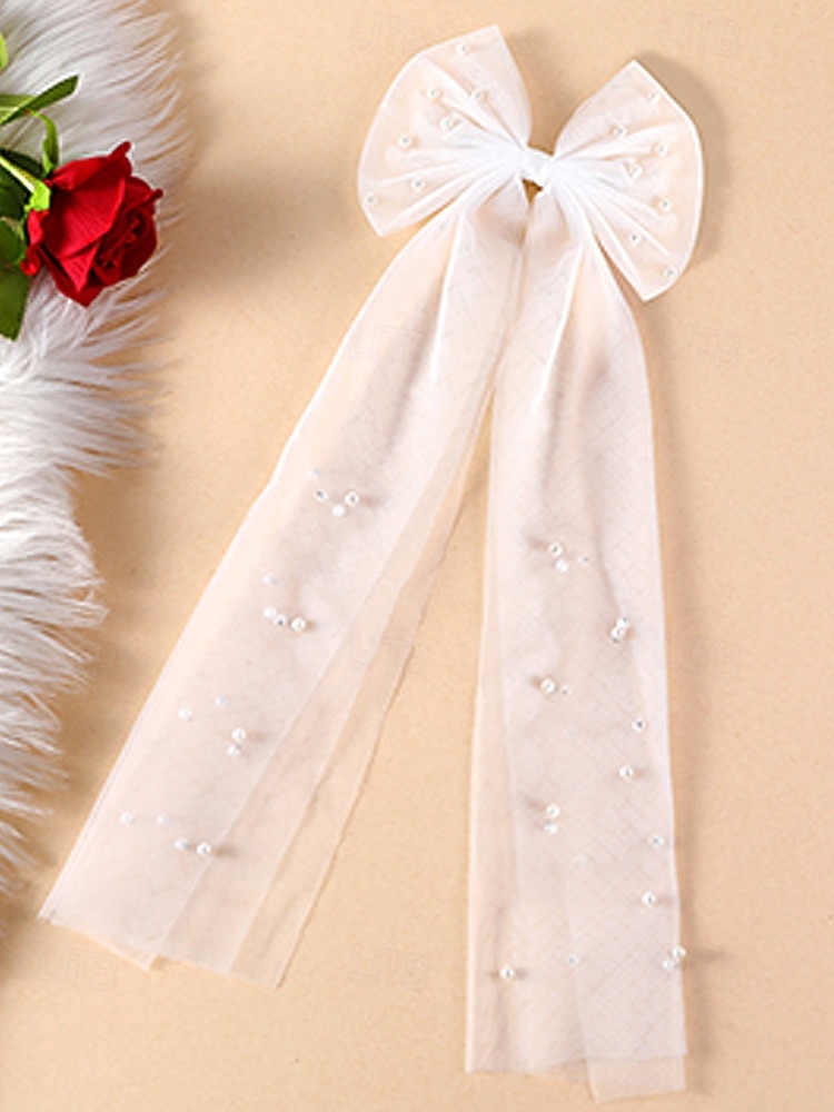 Elegante bruidssluier van tule met vlindermotief en imitatieparels, een bruidshoofdtooi van mesh in verschillende kleuren voor formele avondfeesten en bruiloften, en een haaraccessoire voor gala's en speciale gelegenheden. 2026 - $11.99 –P4