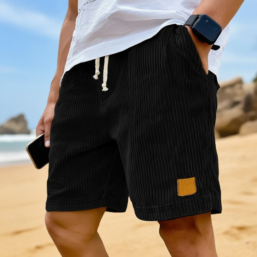 Homens Shorts de verão Shorts de praia Shorts casuais Shorts de veludo cotelê Com Cordão Cintura elástica Côr Sólida Conforto Respirável Comprimento do joelho Diário Ao ar livre Feriado Férias Moda de 2026 por $20.99 –P2