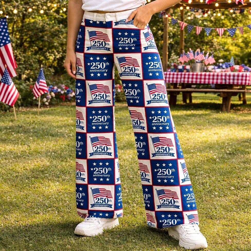 250th Anniversary USA Retro Vintage 1970s Pants Wide Legged Pants Hippie Disco High Waist Fancy Dress Women's Masquerade 4th of July Independence Day Adults' Pants 2026 - $32.99 –P1