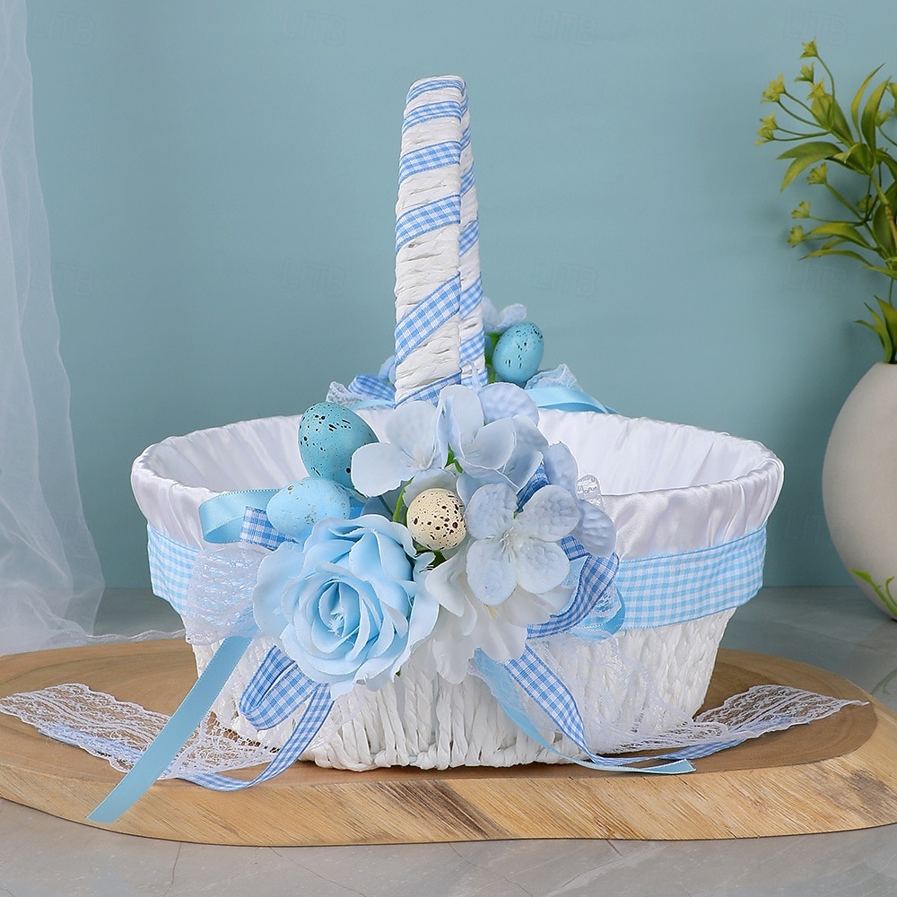 påskekurv utendørs utflukt frukt snacks oppbevaringskurv skum oppstandelsesegg dekorasjon kunstig blomsterkurv 2026 - $57.99 –P4