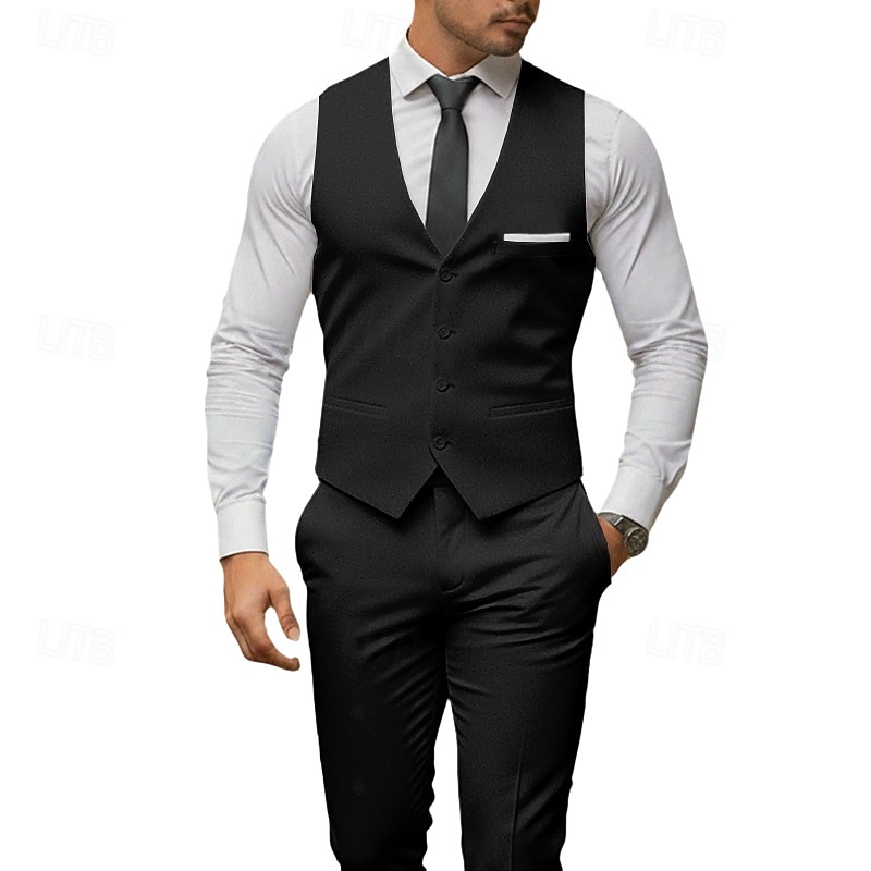 Ανδρικά Σμόκιν Κοστούμια για πάρτι Πάρτι Μαύρο Λευκό Χειμώνας Εφαρμογή Κλασικό Πέτο Επίσημο Μονόχρωμο Κατά παραγγελία εφαρμογή Σετ 2 τεμαχίων 2026 - $89.99 –P1