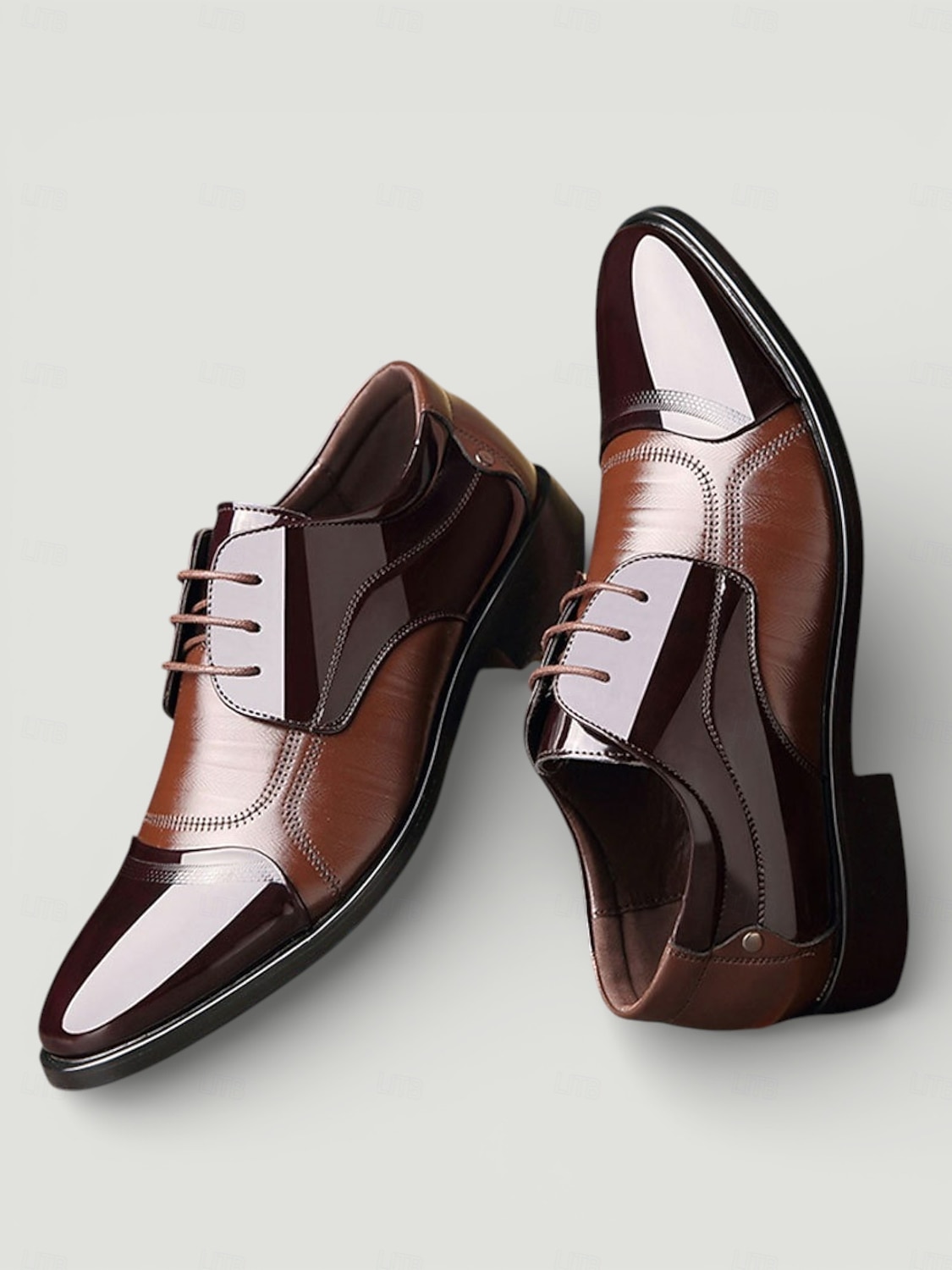 ανδρικά μαύρα λουστρίνια παπούτσια oxford dress - επίσημα παπούτσια με κορδόνια με γυαλιστερό φινίρισμα για γάμους και επαγγελματικές εκδηλώσεις 2026 - $34.99 –P2