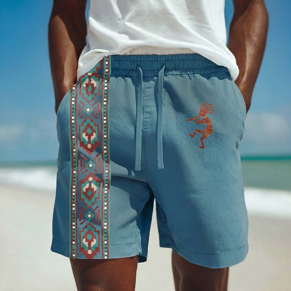 Hombre azteca Étnico Kokopelli Pantalón corto Pantalones cortos casuales Pantalones cortos de algodón Media cintura retro de la vendimia Vacaciones Uso Diario Festivos Bolsillos laterales Cintura 2026 - $25.99 –P4
