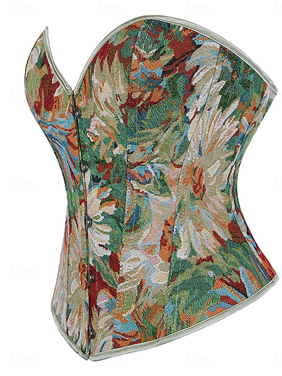 Dam Shapewear Mode Retro Sexig Blommig Knappar Dagligen Semester Fest Ärmlös Över axeln Svart Rodnande Rosa Rubinrött Brun Grön Sommar Vår Höst Normal 2026 - $29.99 –P4