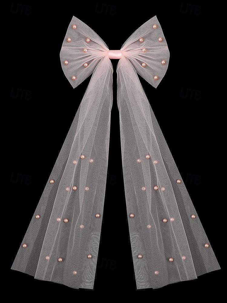 Elegante bruidssluier van tule met vlindermotief en imitatieparels, een bruidshoofdtooi van mesh in verschillende kleuren voor formele avondfeesten en bruiloften, en een haaraccessoire voor gala's en speciale gelegenheden. 2026 - $11.99 –P8