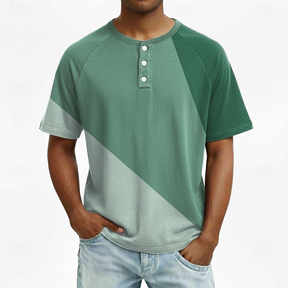 Hombre Geométrico Henley Shirt camiseta Manga Corta Moda Design Casual Diario Exterior Primavera verano Verano Todas las Temporadas Marrón Azul Oscuro Púrpura Verde Oscuro Henley Camiseta Henley 2026 - $20.99 –P3