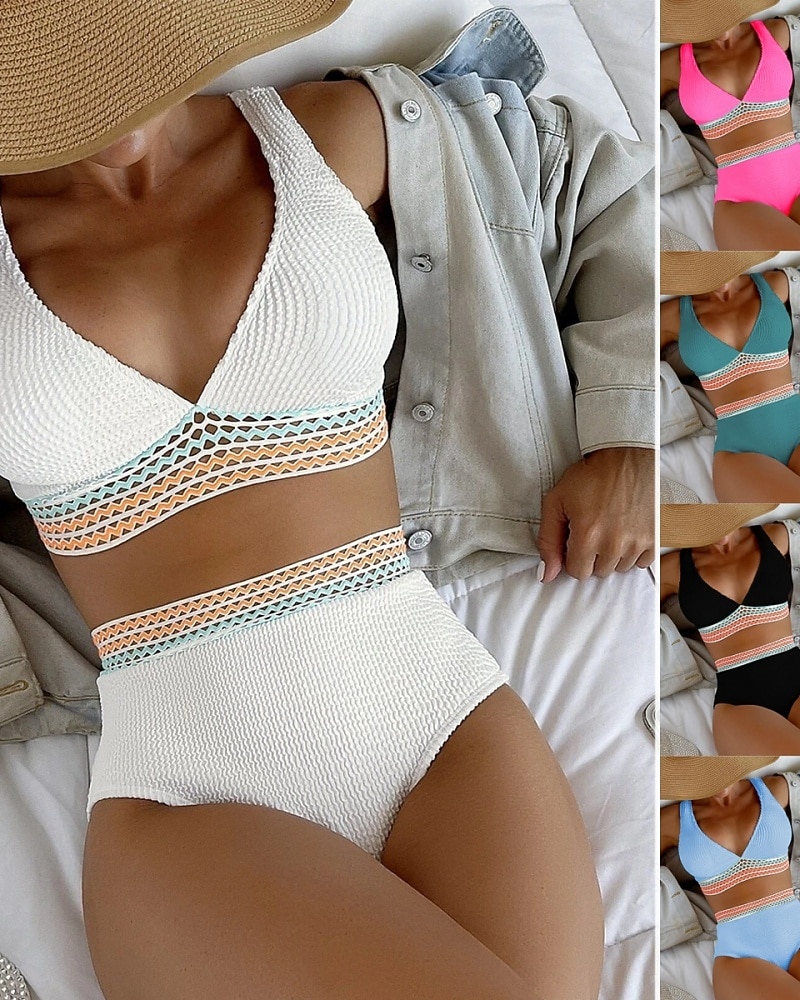 Women's Regular Surfing Tankinis & Bikinis Bathing Top 2 Pieces Geometric Open Back UV Protection Elastic Sleeveless Swimwear Surfing Diving Swimming Summer 2026 - $18.99 –P1