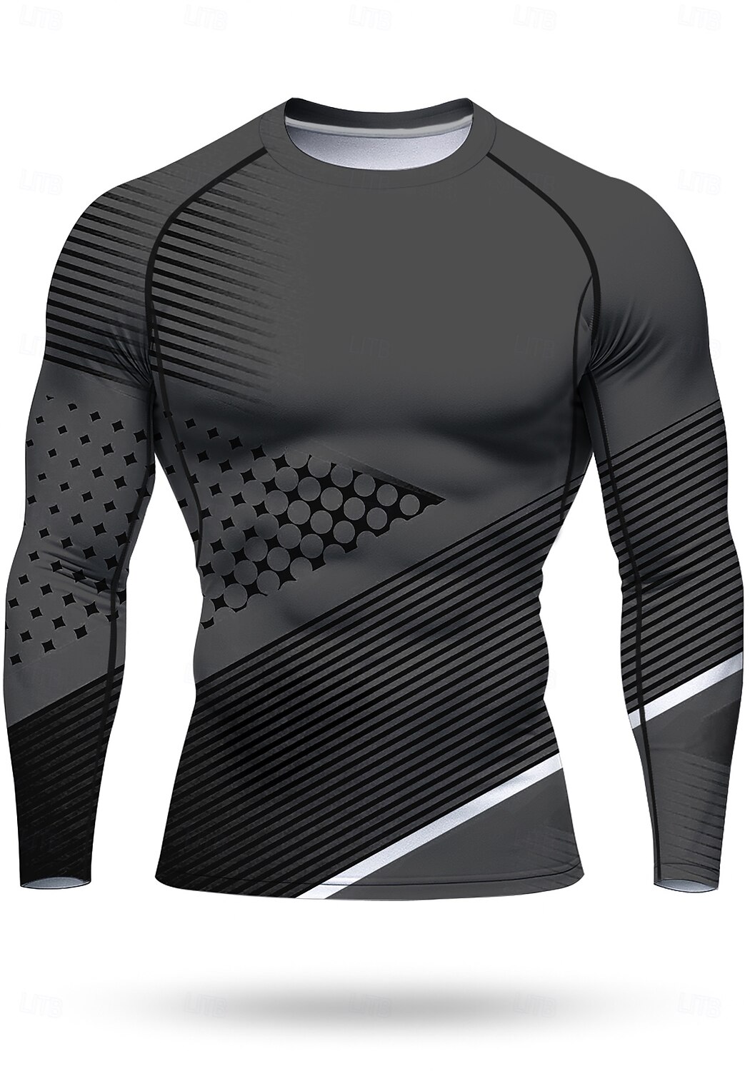 Муж. Универсальные Футболка для бега Спортивная рубашка Фитнес-рубашка Рубашка тренировки Беговой верх Длинный рукав Футболка Футболка Лето Весна Осень Зима Геометрический принт UPF 50 2026 - $18.99 –P7
