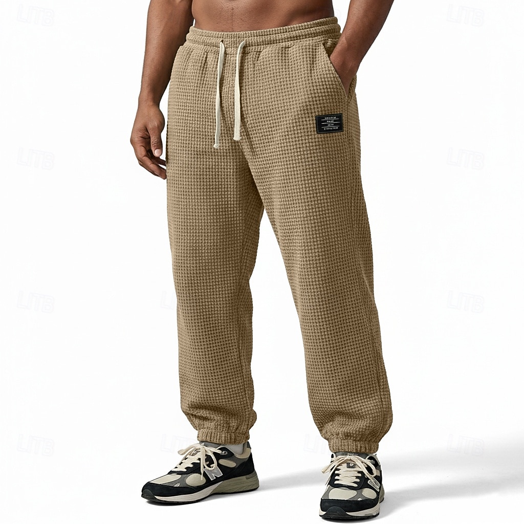 Herr Våffelstruktur Joggare Långbyxor Casual byxor Våffelbyxor Snörning Ensfärgat Komfort Fullängd Ledigt Dagligen Utomhus Semester Mode Svart Armégrön Elastisk 2026 - $24.99 –P9