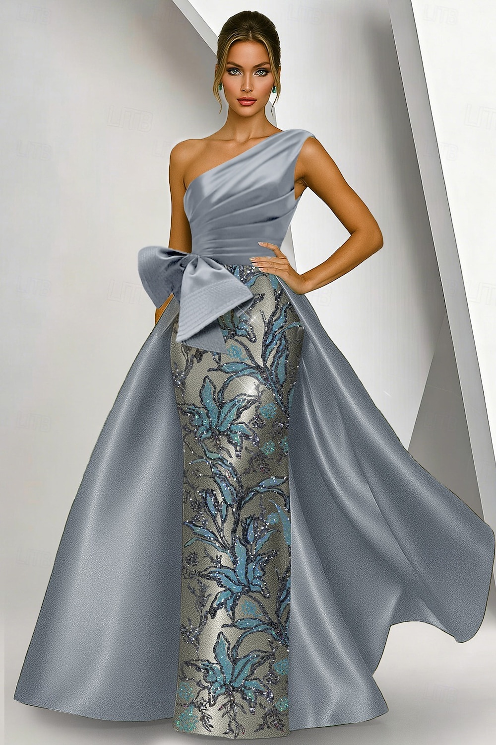 Linha A Tubinho Longo Bordado com miçangas Vestido formal Vestido para a mãe da noiva Vestidos de noite Vestido de baile com sobressaia Elegante Brilhante Floral Sem Manga Assimétrico Casamento Formal de 2026 por $206.99 –P7