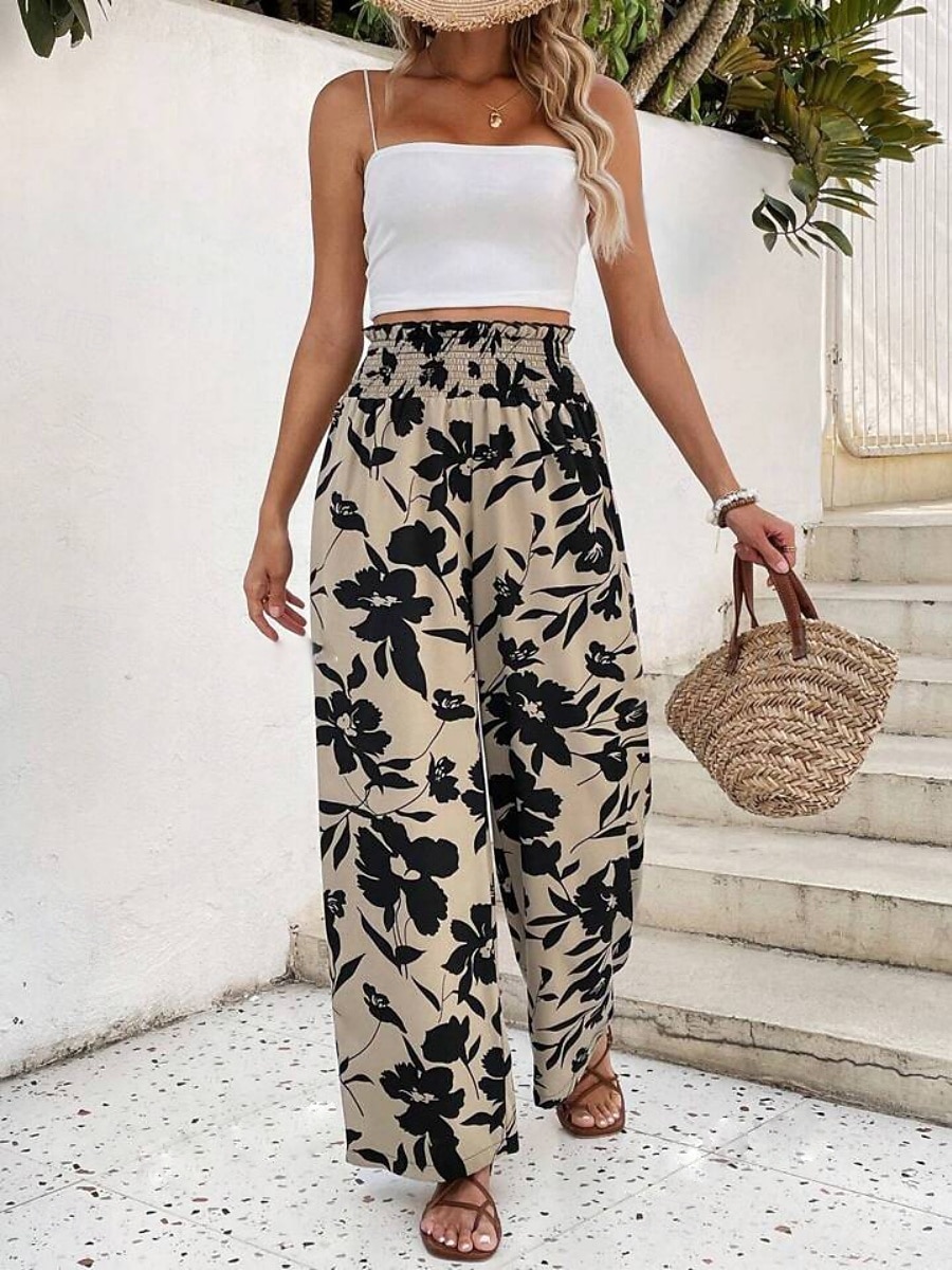 Γυναικεία Πλατύ Πόδι κινέζικα Διακοπές Κομψό στυλ street Απλός Πλήρες μήκος Μεσαία Μέση Φλοράλ Ελαστική ζώνη μέσης Εκτύπωση Άνετα Άνεση Υψηλή Ελαστικότητα Καθημερινά ΕΞΩΤΕΡΙΚΟΥ ΧΩΡΟΥ Διακοπές 2026 - $20.99 –P4