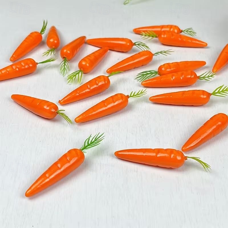 25 st konstgjorda morotshängen i plastskum. Simulerade grönsaker för semesterhus- och köksdekoration - påsktemafest, väggkonst 2026 - $12.99 –P1