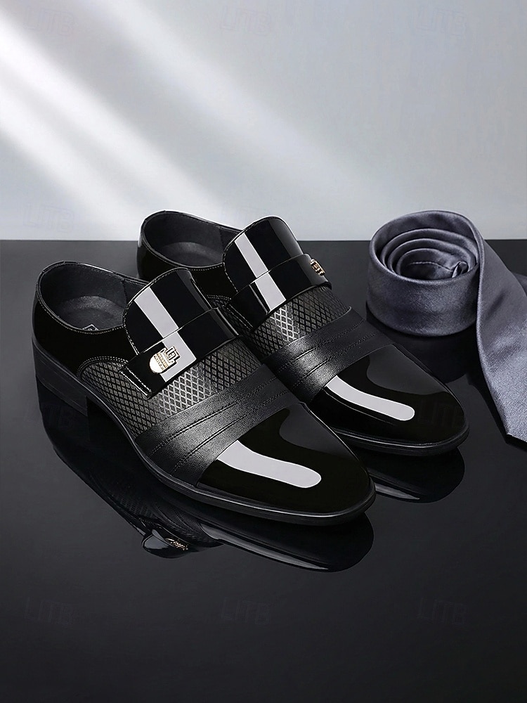 Brune herreloafers i kunstskinn til bryllup, slip-on-design med polert finish, klassisk elegant stil, ideell for brudgommer, bryllupsgjester og formelle arrangementer 2026 - $46.99 –P8