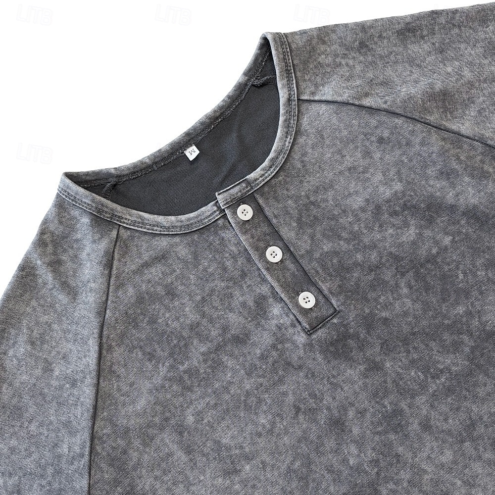 Voor heren T-shirts Henley Top Katoenen T-shirt Gewassen overhemd Korte mouw Effen Kleur Effen Vintage Ontwerper Casual Bleek Knop Henley Casual Dagelijks Buiten Lente zomer Zomer Lente Licht Blauw 2026 - $21.99 –P2