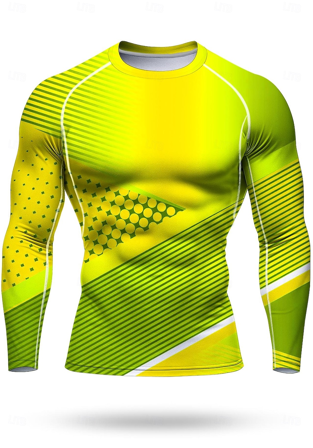 Муж. Универсальные Футболка для бега Спортивная рубашка Фитнес-рубашка Рубашка тренировки Беговой верх Длинный рукав Футболка Футболка Лето Весна Осень Зима Геометрический принт UPF 50 2026 - $18.99 –P4