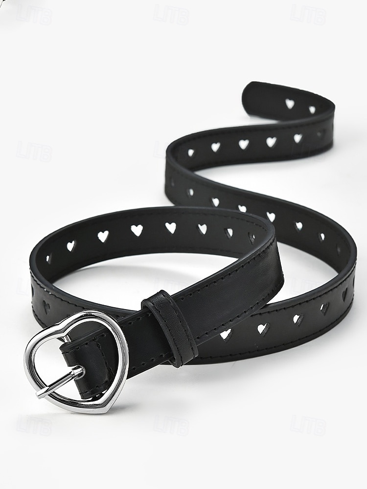 Cinto feminino ajustável com fivela em formato de coração, em couro sintético, disponível em diversas cores, perfeito para presentes de Dia dos Namorados e para uso diário. de 2026 por $11.99 –P9