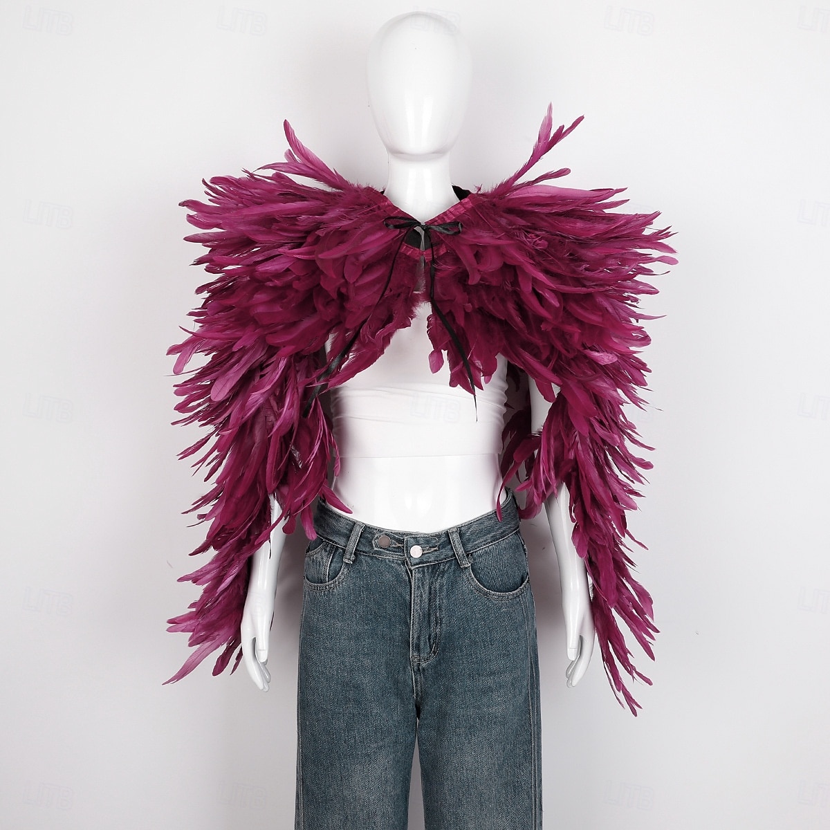 Carnaval 2026 Accesorios de Samba del Carnaval de Río Capa Chal larga de plumas rojas para mujer con lazo de cinta disfraz de actuación del festival de Brasil 2026 - $96.99 –P6
