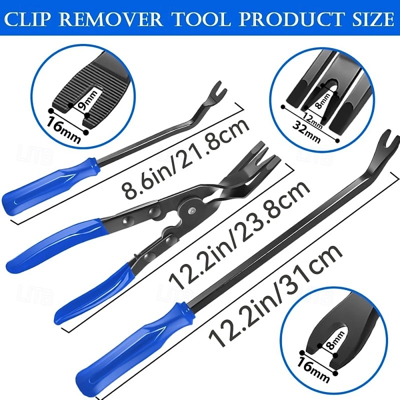 3PCS Car Trim Removal Tool Set, Professional Automotive Clip Pliers & Fastener Remover Tool Kit for Car Door Panel, Upholstery, Plastic Rivets removal, Heavy Duty Pry Tool with Storage Bag 2026 - $22.99 –P4
