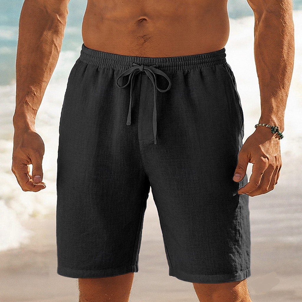 Men's Shorts Summer Shorts Beach Shorts Baggy Shorts Drawstring Elastic Waist Straight Leg Plain Comfort Breathable Short Casual Daily Outdoor Classic Style Retro Vintage Black White Inelastic 2026 - $18.99 –P9
