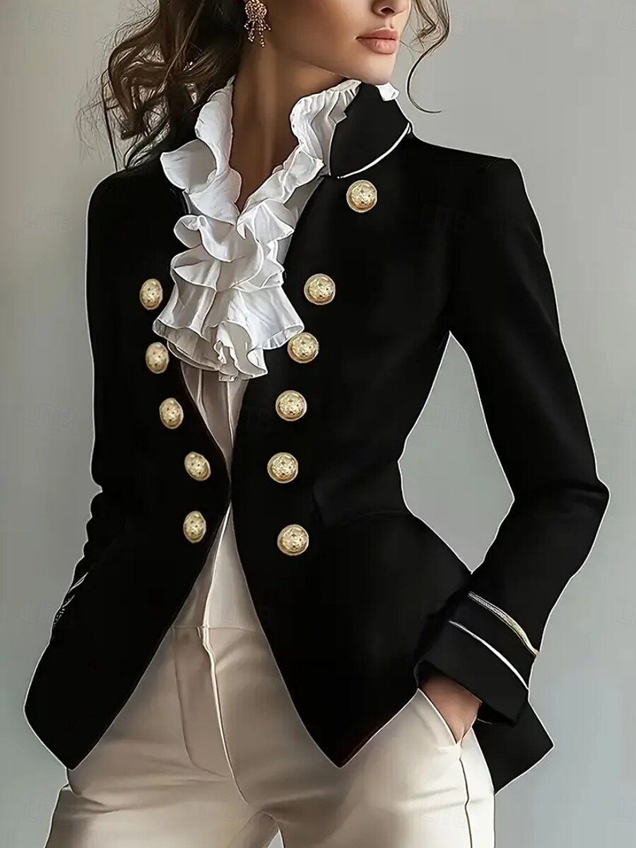 Women's Blazer Comfortable Breathable Patchwork Elegant Fashion Casual Plain Daily Outdoor Formal Regular Turndown Regular Fit Long Sleeve Outerwear Black Spring Fall 2026 - €72.99 –P1