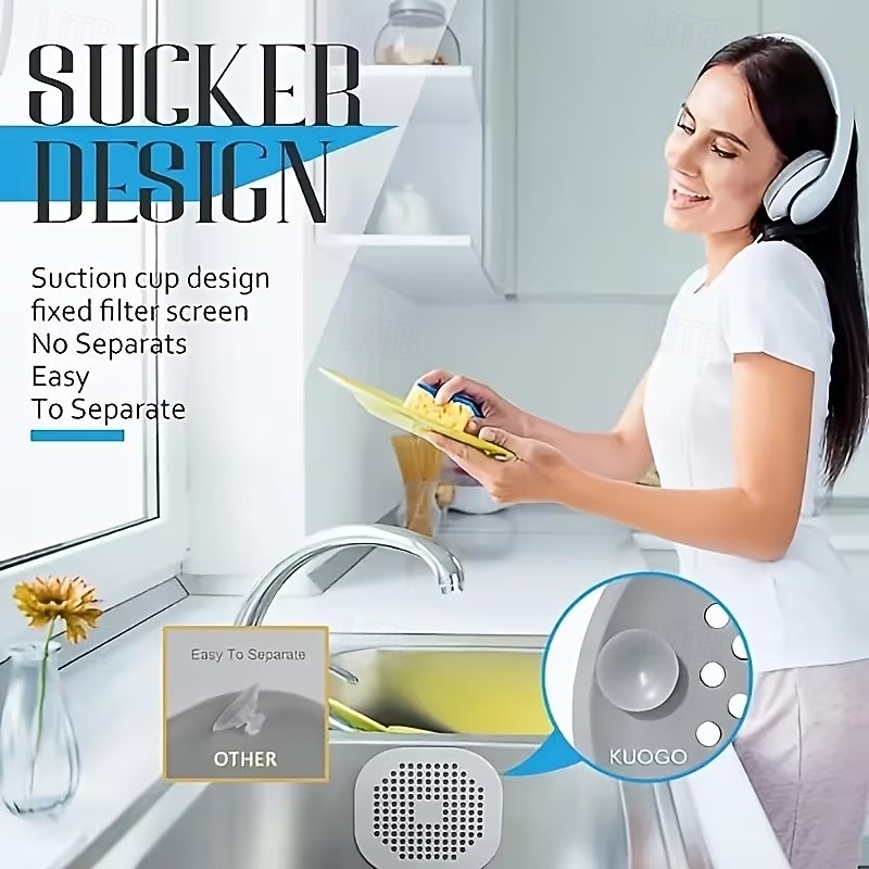 4er-Pack Haarfangsieb-Set für Abflüsse, Abflussstopfen für Badewanne und Dusche mit Küchen-Geruchsfilter und Spülbecken-Sieb, Badezimmer-Basics 2026 - $12.49 –P1