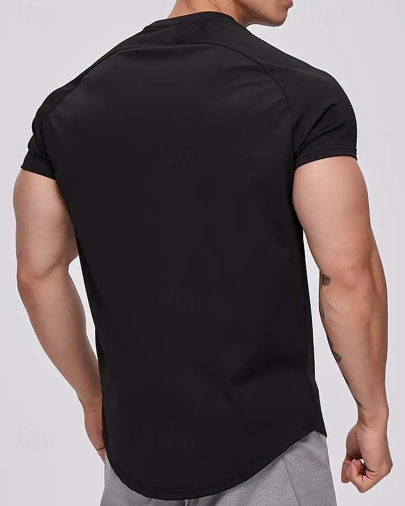 Ανδρικά Μονόχρωμο Tricou de Alergat Μπλούζα συμπίεσης Καλοκαίρι Άνοιξη Φθινόπωρο Κοντομάνικο Γρήγορο Στέγνωμα Συμπίεση Ύγρανση Γυμναστήριο προπόνηση Ενεργή εκπαίδευση Ασκηση Θαλασσί Μαύρο Μπεζ 2026 - $20.99 –P7