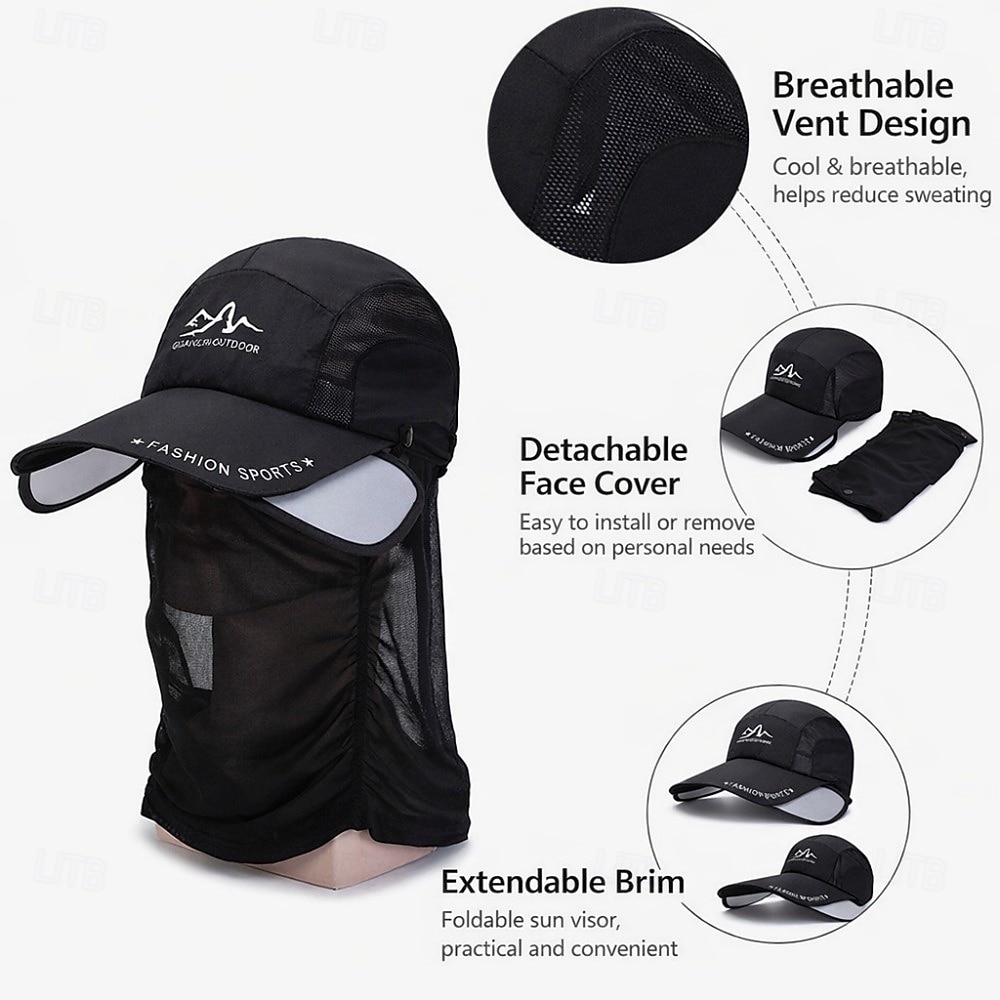 Chapéu de sol com aba retrátil para pesca, ciclismo e escalada ao ar livre, com proteção UV e protetor de nuca removível, boné de beisebol respirável com proteção solar para homens e mulheres. de 2026 por $16.99 –P4