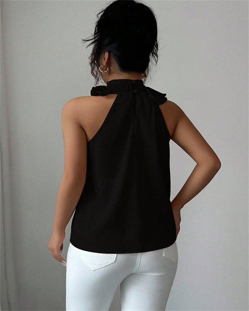 Per donna Top estivi Blusa Top Eleganti Arricciato Volant Patchwork Tinta unica Semplice Elegante Vintage Carino Senza Maniche All'americana Top Regolari Quotidiano Lavoro Ferie Nero Rosso Marrone del 2026 a $28.99 –P4