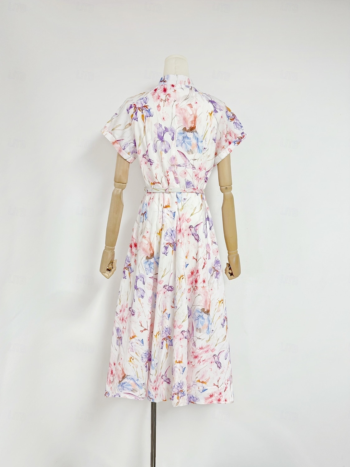 A-Line Ankle Length Tea Length Wedding Guest Dress Wedding Guest Dresses Elegant Daily Short Sleeve High Neck Garden Party Wedding Cowl Back with Floral Print Print 2026 - $114.99 –P7