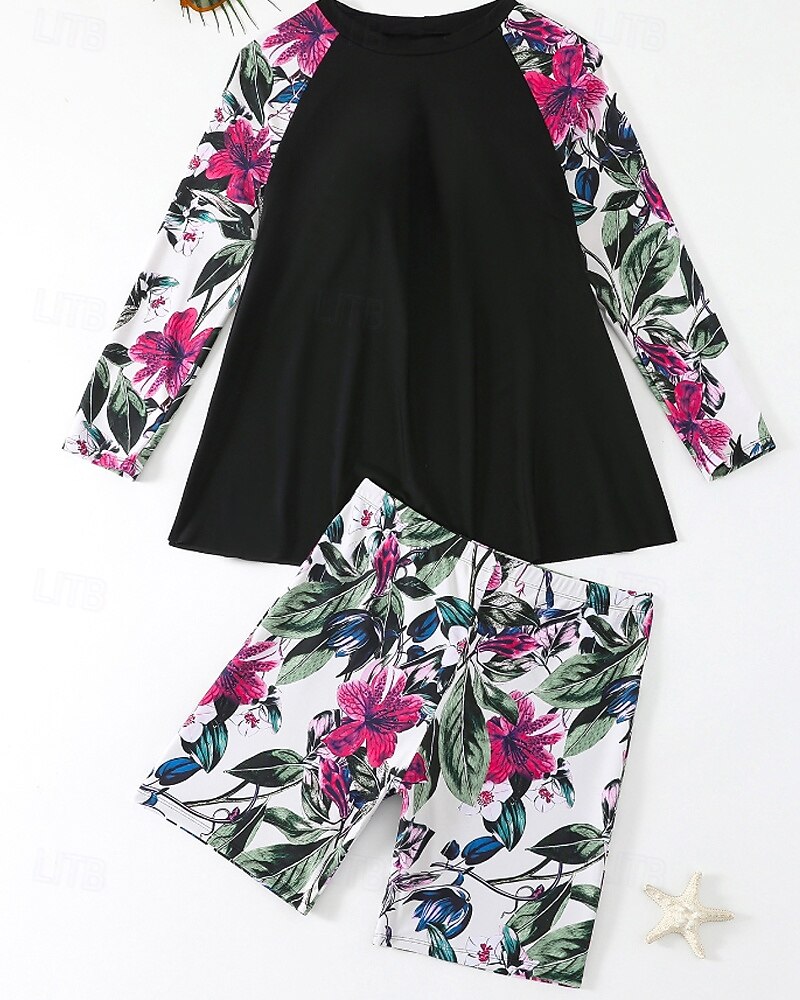 Γυναικεία Πρότυπο Προστατευτικά Σουίτες μπάνιου για μεγάλα μεγέθη Τανκίνι και μπικίνι για σέρφινγκ Τροπικό Προστασία UV Ελαστικό Μακρυμάνικο Μαγιό Μπολύζες Σέρφινγκ Καταδύσεις Κολύμβηση Καλοκαίρι 2026 - $30.99 –P15