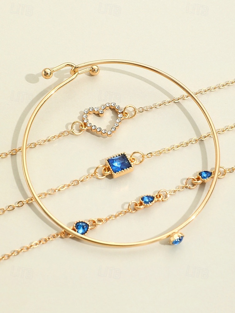 Zestaw bransoletek z zawieszkami w kształcie serca dla kobiet, wielokolorowe bransoletki ze stopu z kryształkami, elegancka i romantyczna biżuteria dla kobiet, idealna na walentynki, na co dzień, na randkę i do codziennych stylizacji 2026 - $9.99 –P7