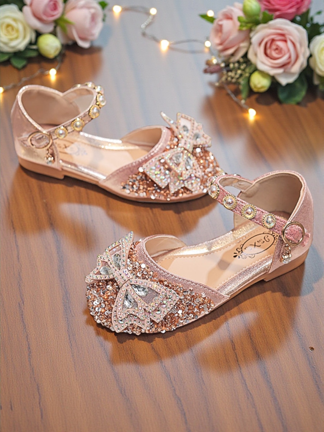 scarpe eleganti Mary Jane con strass scintillanti per bambini, dettaglio fiocco di cristalli, tomaia in tessuto glitterato e cinturino regolabile alla caviglia, elegante stile principessa per bambine, del 2026 a $24.99 –P6