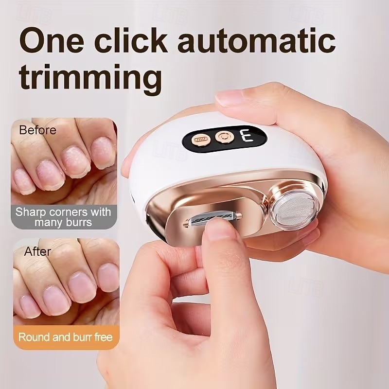 Умные электрические кусачки для ногтей 2-в-1: полировщик и триммер для ногтей, заряжаются через USB, литий-полимерный аккумулятор 500 мАч, с функциями защиты от порезов, шлифовки и подсветки, 2026 - €28.26 –P1