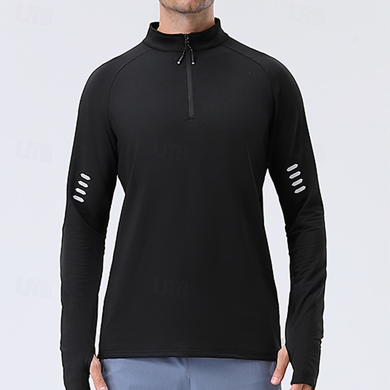 Ανδρικά Μονόχρωμο Tricou de Alergat Μπλούζα συμπίεσης Άνοιξη Φθινόπωρο Κουμπώσου Μακρυμάνικο Γρήγορο Στέγνωμα Συμπίεση Ύγρανση Αναπνέει 2026 - $25.99 –P9