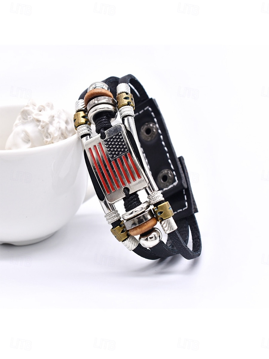 Thick Chain Weave Fashion Personalized Leather Bracelet Jewelry Black For Daily Gift Holiday 2026 - $11.49 –P2