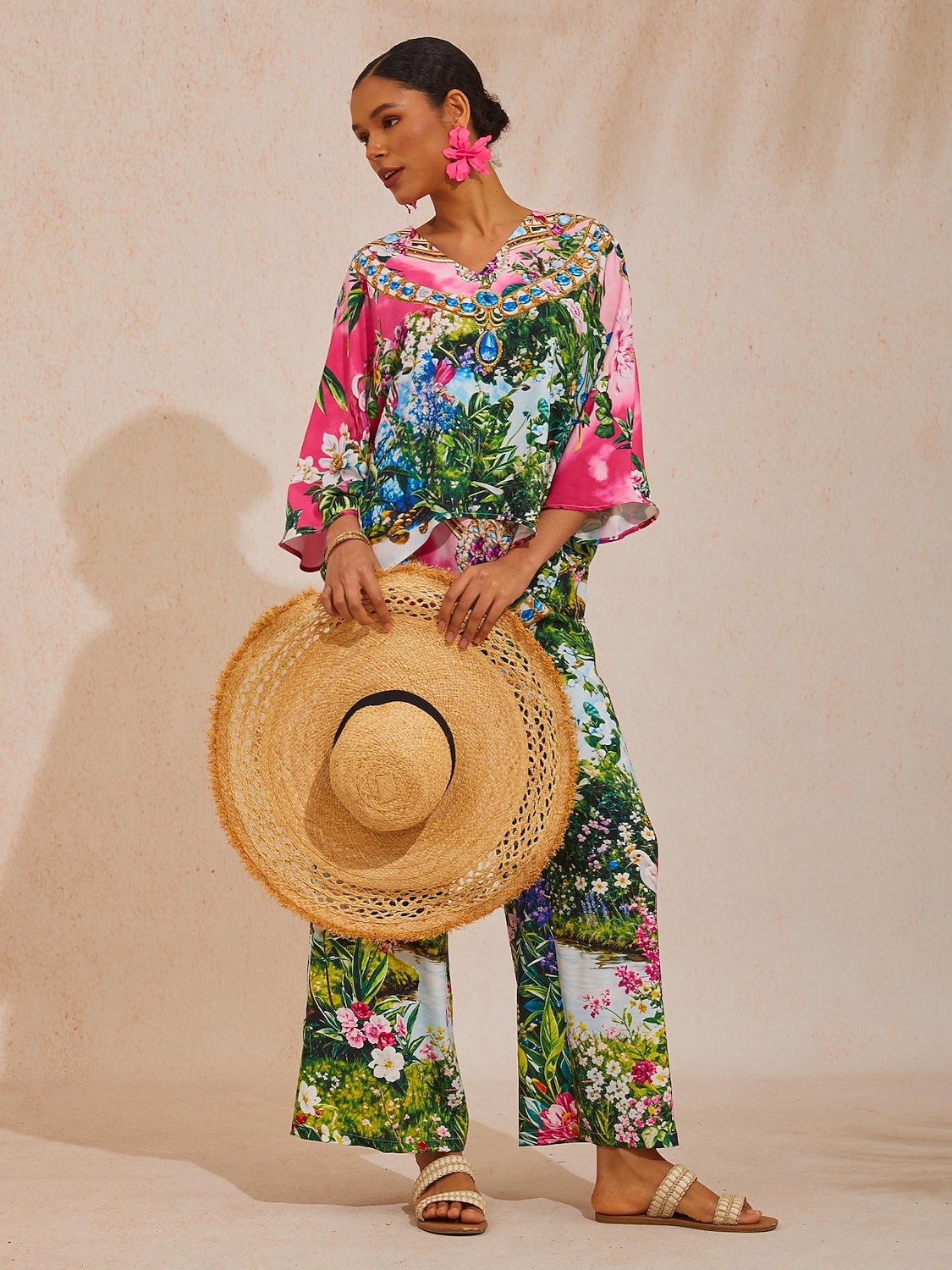 Pink Jungle Party Silky Satin Diamond Top 2026 - $56.99 –P8
