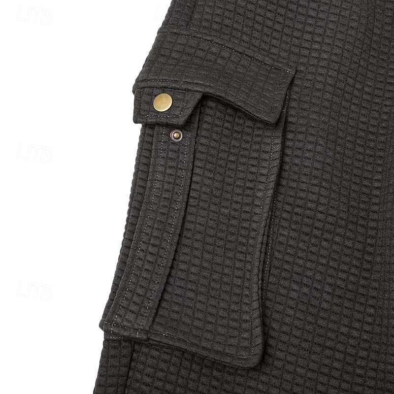 Férfi Ostya Cargo nadrág Nadrág Alkalmi nadrág Kollázs Zseb Egyenes lábbal Sima Mokaszinok Mekano Teljes hossz Hétköznapi Napi Szabadtéri Szabadság Divat Fekete Lóhere Mikroelasztikus 2026 - $39.99 –P7