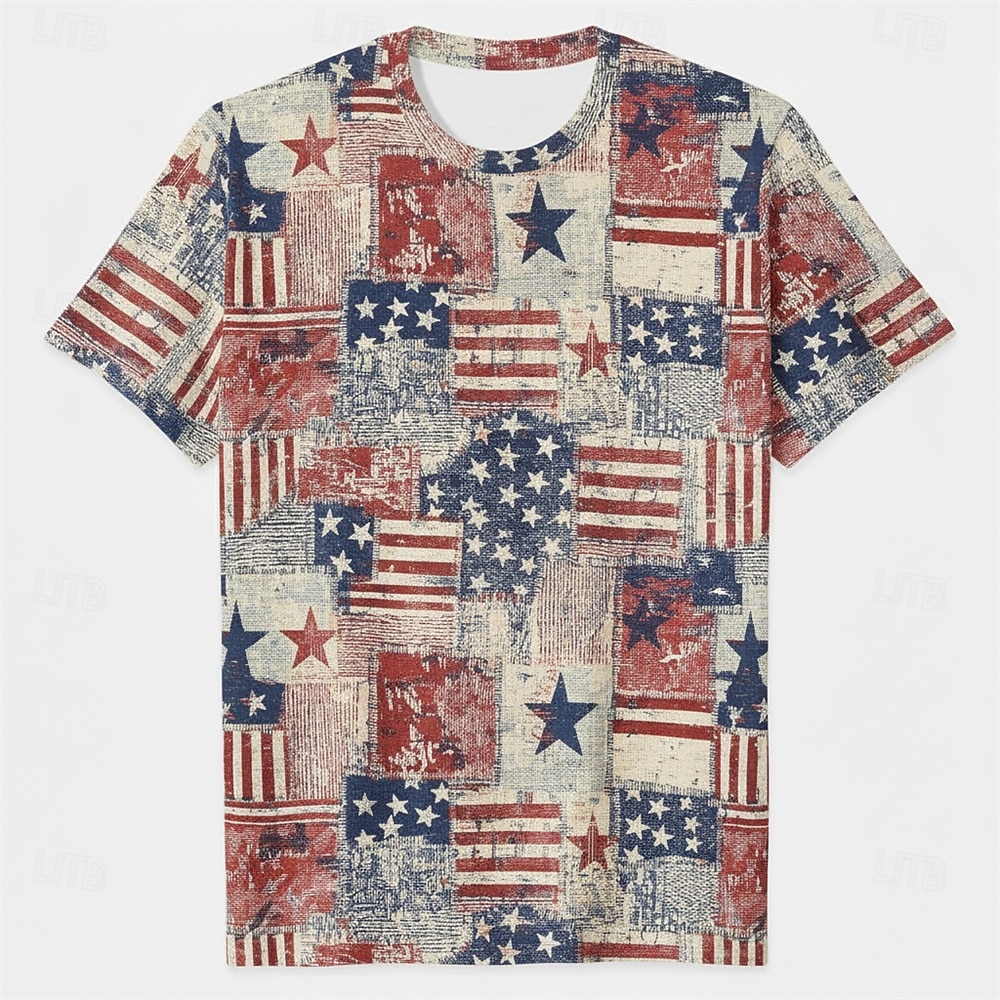 Patriotic T-shirt Graphic Tee USA Retro Vintage Patriotic T-shirt Sleeve 1776-2026 for Unisex Adults' 3D Print  for Independence Day / the Fourth of July 4th of July 2026 - $20.99 –P1