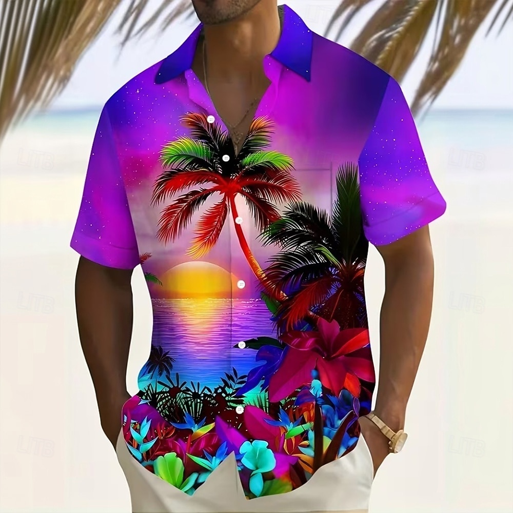 Pánské Kokosový strom Příroda a krajina Tropické rostliny Havajská košile Košile na knoflíky Aloha košile Krátký rukáv Havajské Dovolená Léto Jaro Přehnutý 3D tisk košile s límečkem Jedna přední kapsa 2026 - $25.99 –P1