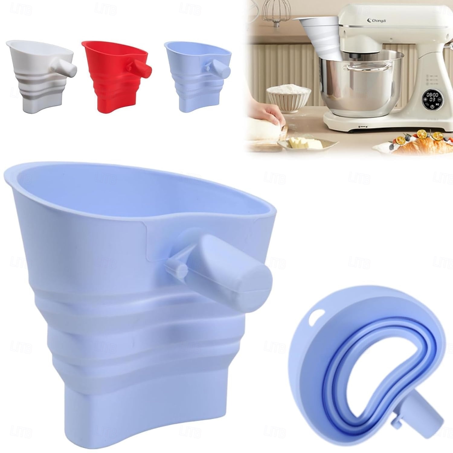 1 Pcs Mess-Free Flour Funnel for Kitchen Aid Mixer, Food-Grade Silicone Funnel, Stand Mixer Attachment for 4.5–5 Qt Tilt-Head Models, Dishwasher Safety 2026 - $22.99 –P9