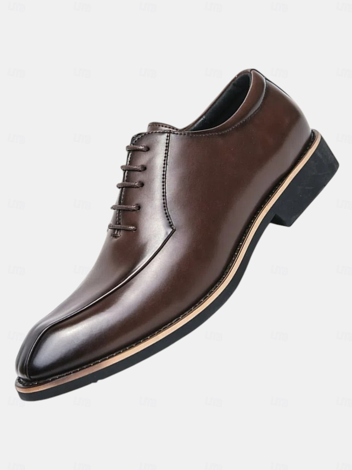 Men's Classic Brown Faux Leather Lace-Up Dress Shoes  Stylish Formal  Footwear for Business and Special Occasions 2026 - $49.99